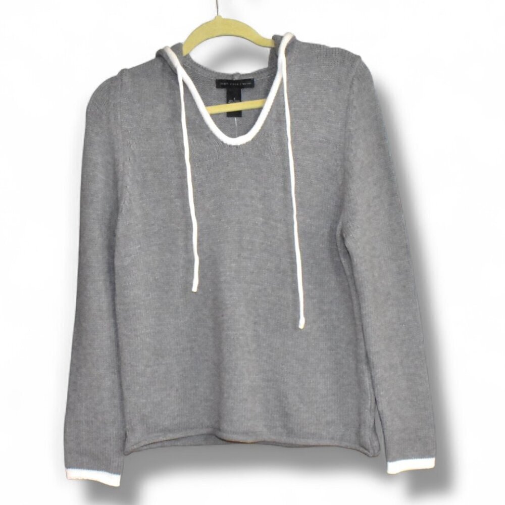 Joan Vass Long Sleeve Viscose Blend Pullover Hoodie Knit Sweater Top